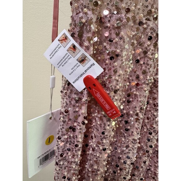 MAC DUGGAL 68175 Pink Embellish Trumpet Gown Plunge Neck Sleeveless Dress Sz 0 - Picture 6 of 8